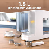 AMZCHEF 20 bars espressomaskin, LED-skärm, professionell mjölkskummare och ånglans av rostfritt stål, 1,5 l avtagbar tank, 1350 W snabbuppvärmning, vit