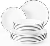 Seltmann Weiden servisset 001.737148 Lido - 6 mattallrikar + 6 bakgrundstallrikar - 12 delar - Black Line