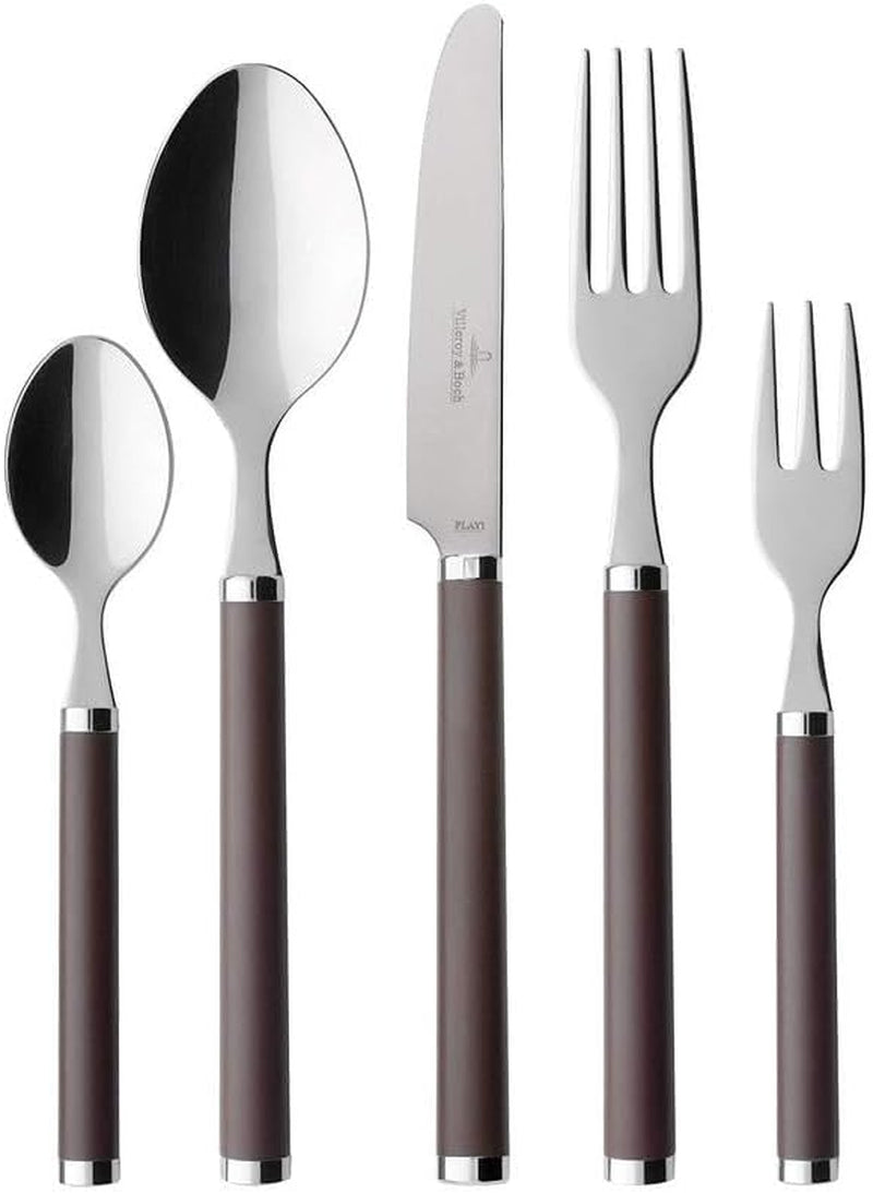 Villeroy And Boch Play Chocolate Brown Bestick, för upp till 6 personer, 30 stycken, rostfritt stål, brunt plasthandtag Kitchen Naty Shop
