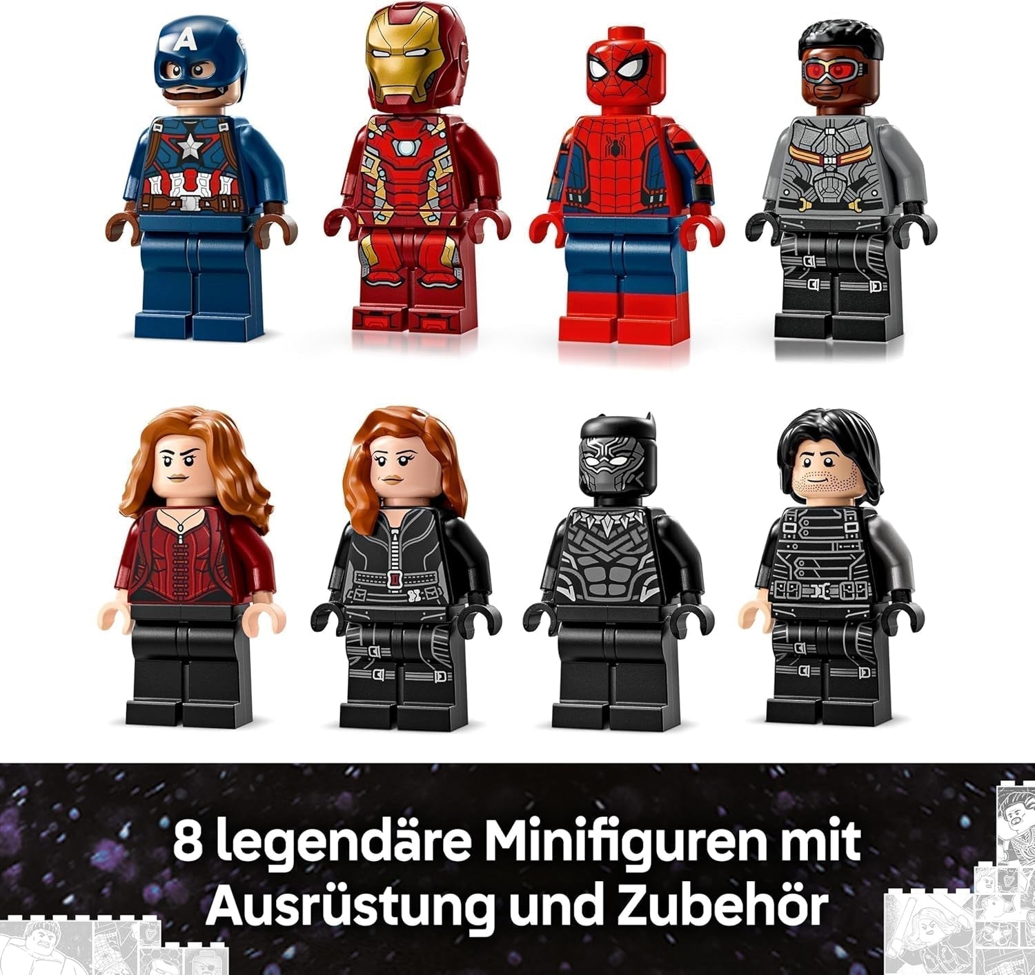LEGO Marvel Captain America: Civil War Action Duell - Superhjältelekset med 8 minifigurer - Bygg- och lekset för leksaksflygplan - Present till pojkar och flickor 76314 Byggset Besuche den LEGO-Store