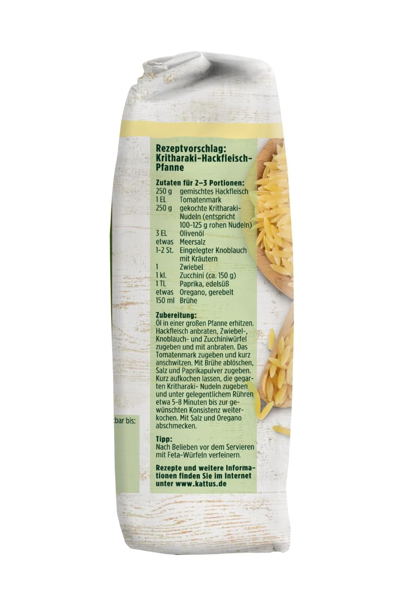 - Kritharaki Nudeln (Reisnudeln/Risoni/Orzo) | Griechische Nudelspezialität aus Hartweizengrieß | 500 g i påse