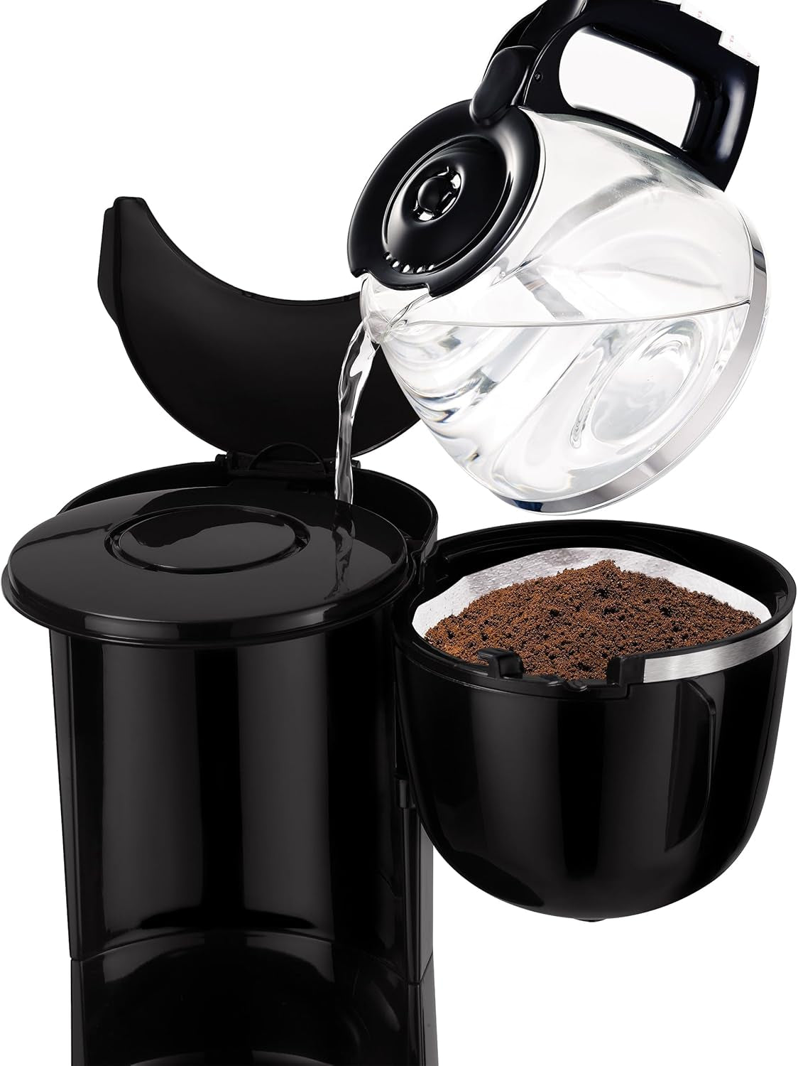 Tefal CM3408 Mini kaffebryggare i glas (600 W, 6 koppar) svart/rostfritt stål, CM340811