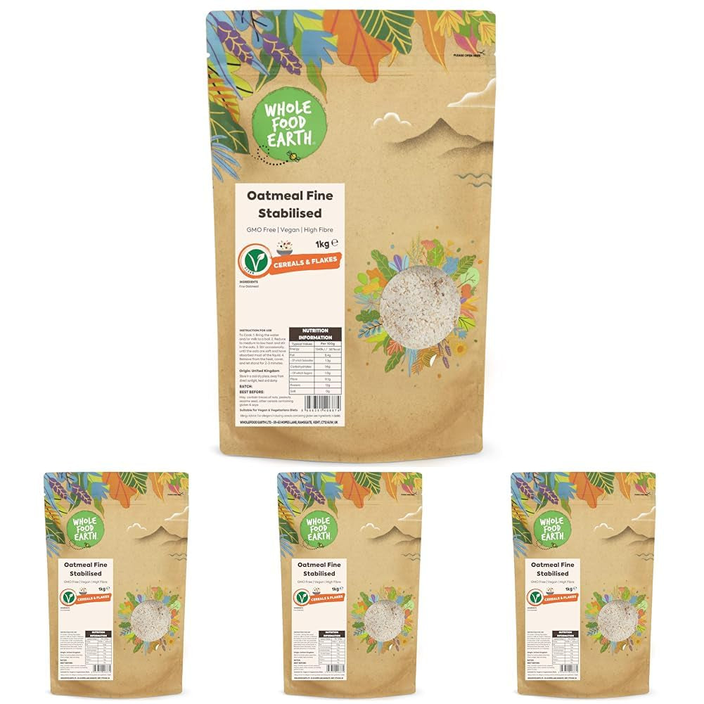 Wholefood Earth Fine Oats - icke-GMO - vegan - mjölkfri - utan tillsatt socker 1 kg