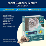 Bozita Tetra våtfoder med kolja i gelé - 6 x 370 g spannmålsfri, utan tillsatt socker och icke-GMO kattmat - balanserad, läcker, med 7,5 % protein och 5 % fett