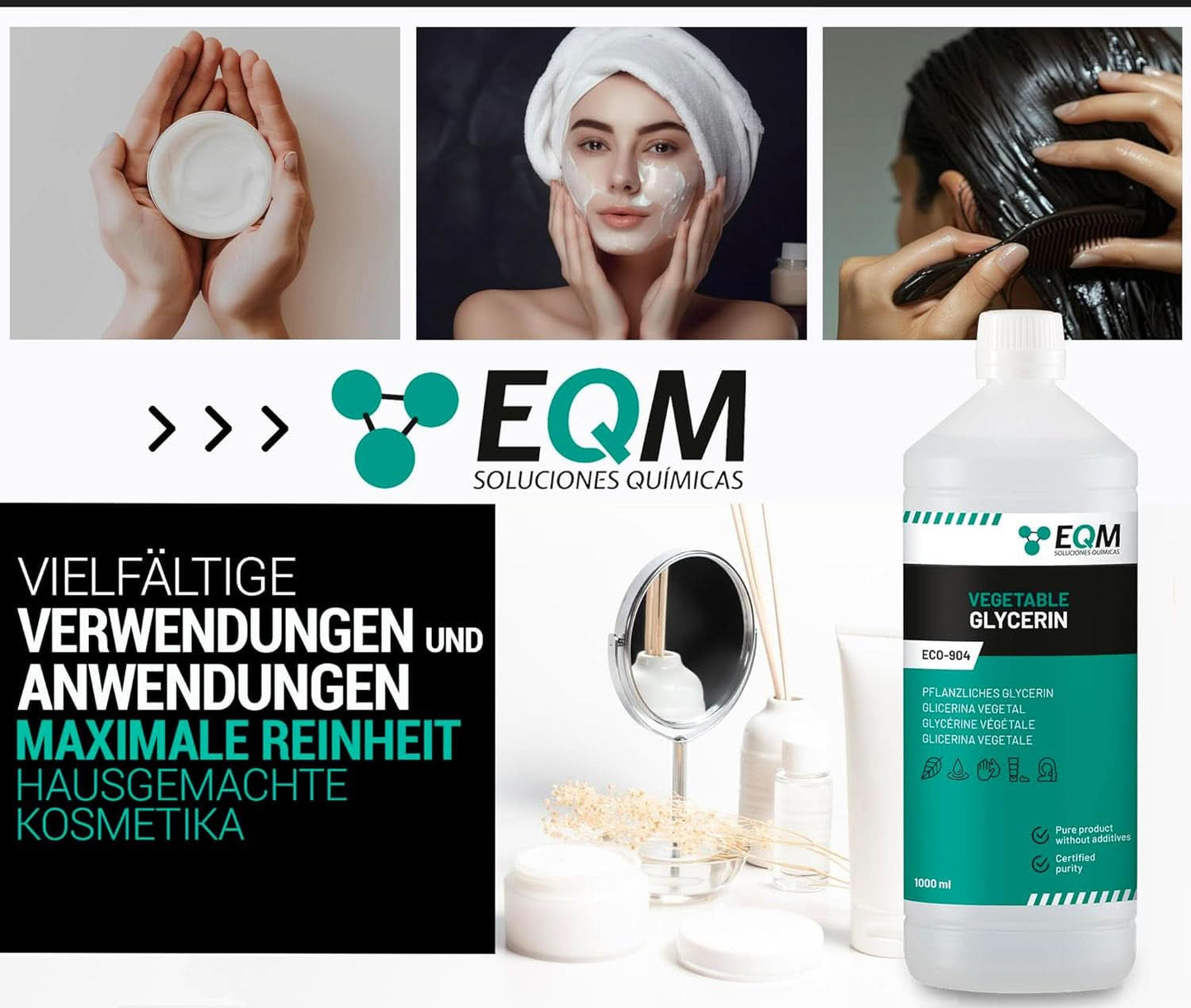 Vegetabilisk glycerin, 100 % naturlig, naturlig fuktighetskräm för hår och hud, idealisk för tvål, schampon, krämer, 1 liter dusch och bad Naty Shop