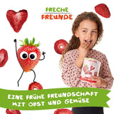 FRECHE FREUNDE Ekologiska jordgubbschips, frystorkade fruktchips, naturlig skivad torkad frukt utan tillsatt socker, vegan, laktosfri, glutenfri, paket med 12 (12 x 12g)