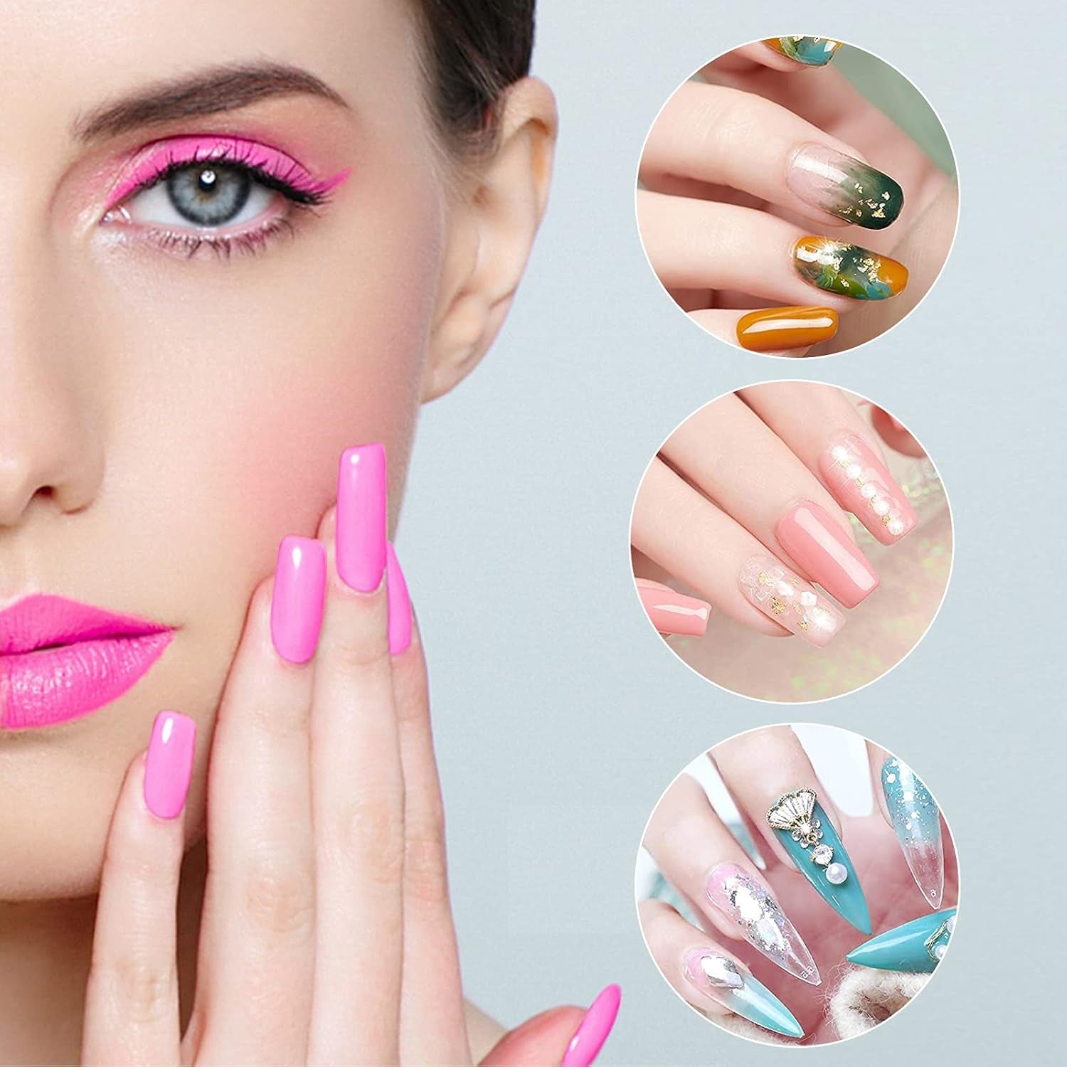 120 st nagelformsset, nagelförlängningar, gelnagelformer, nagelformset med dubbelhuvudborste och nagelfil med clips, för gelnaglar