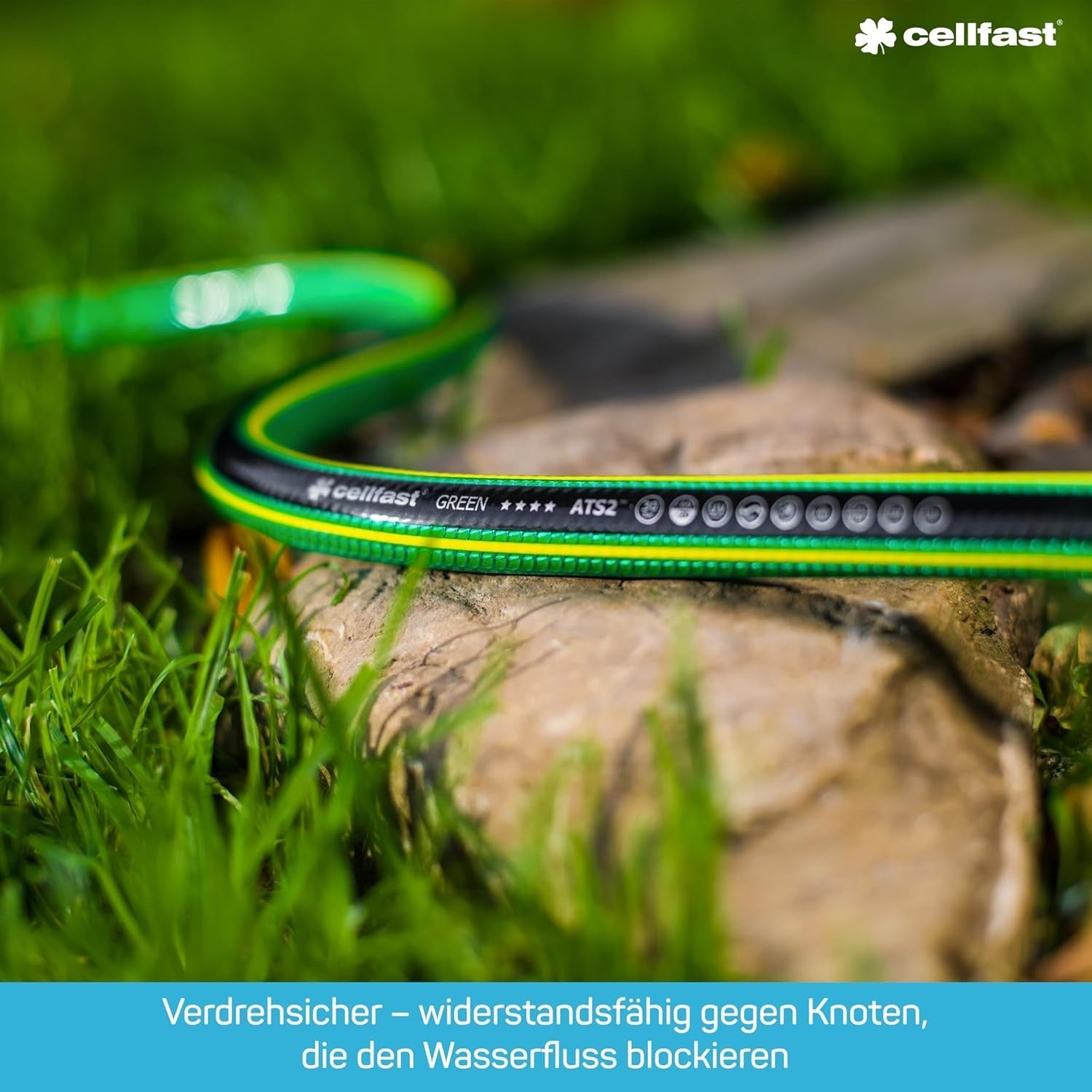 CELLFAST Trädgårdsslang 5-lagers vattenslang Dubbelflätad gränsöverskridande bevattningsslang UV-beständig Anti-Alger Flexibel 30 Bar 3,4 Inches 50 Meter Grön