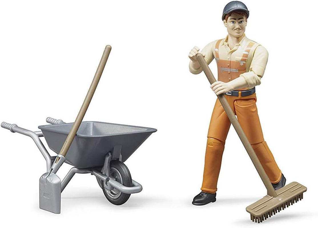 Bruder 62130 - Bworld figuruppsättning kommunalarbetare - leksaksfigur i skala 1:16, byggfordon, byggnadsarbetare, gård, man Actionfigurer Naty Shop