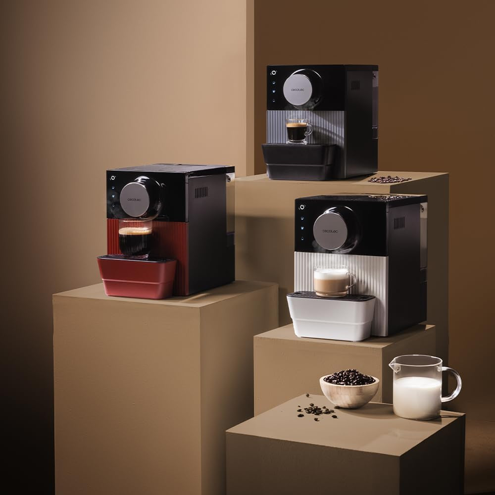Cecotec Cremmaet Cube kompakt espressomaskin, 1350 W, presssystem 10 g, förinfusionssystem, 19 bar, termoblocksystem, 5 malinställningar, touchkontrollpanel