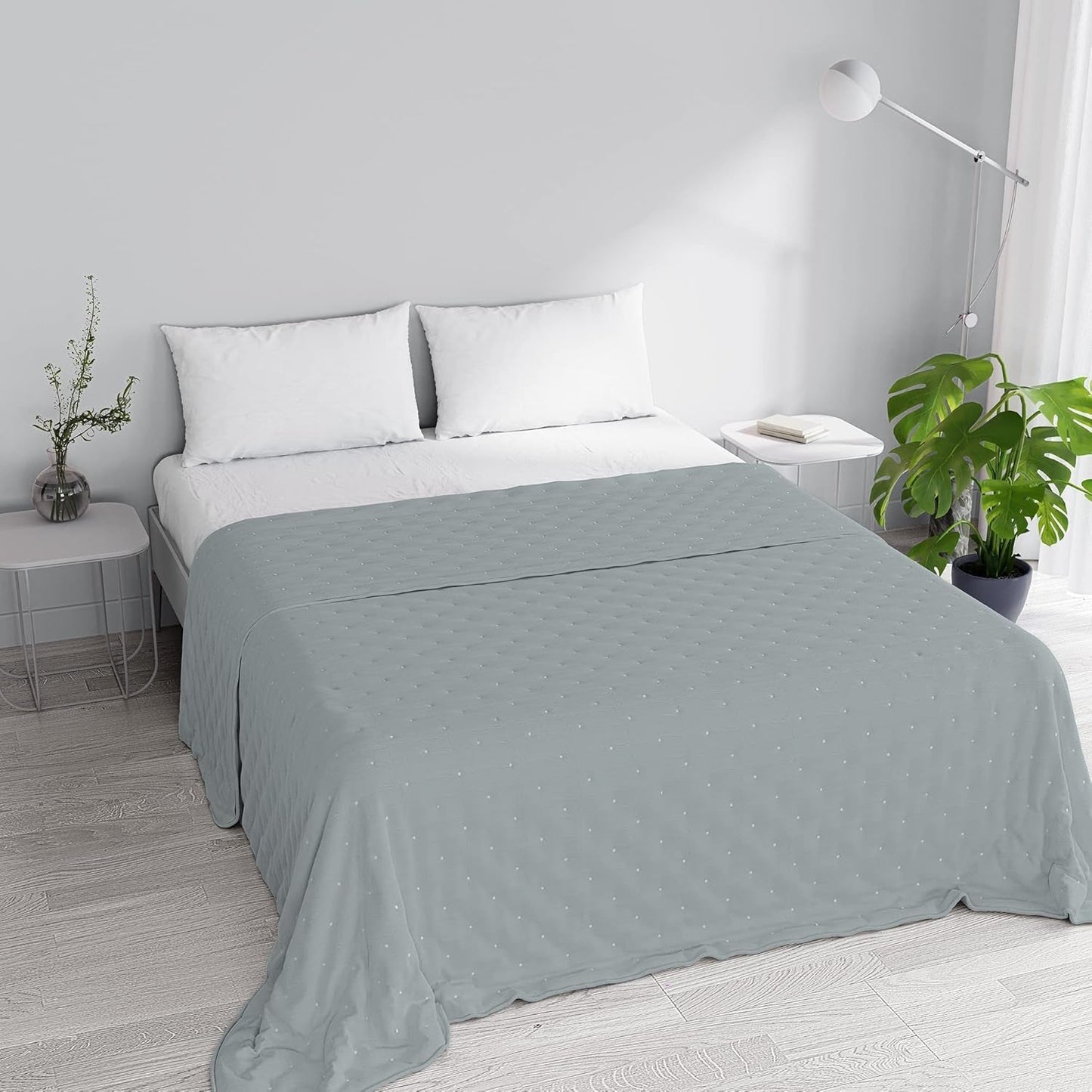 Elegant sommartäcke, quiltat, grönt, 170 X 250 cm Täcken och täcken Naty Shop Mörkgrå 250X250Cm