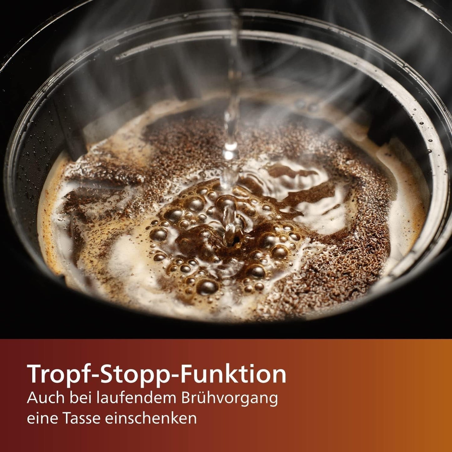 PHILIPS Café Gaia Filter Espressomaskin - Termokanna i rostfritt stål, Anti-droppsystem, Intensiv arom, Auto-Off, 1300ml, Svart (HD7546/20)