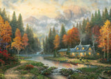 Schmidt Spiele 58784 Thomas Kinkade, Evening at the Autumn Lake, pussel 1000 bitar, färgglada Puzzle Naty Shop