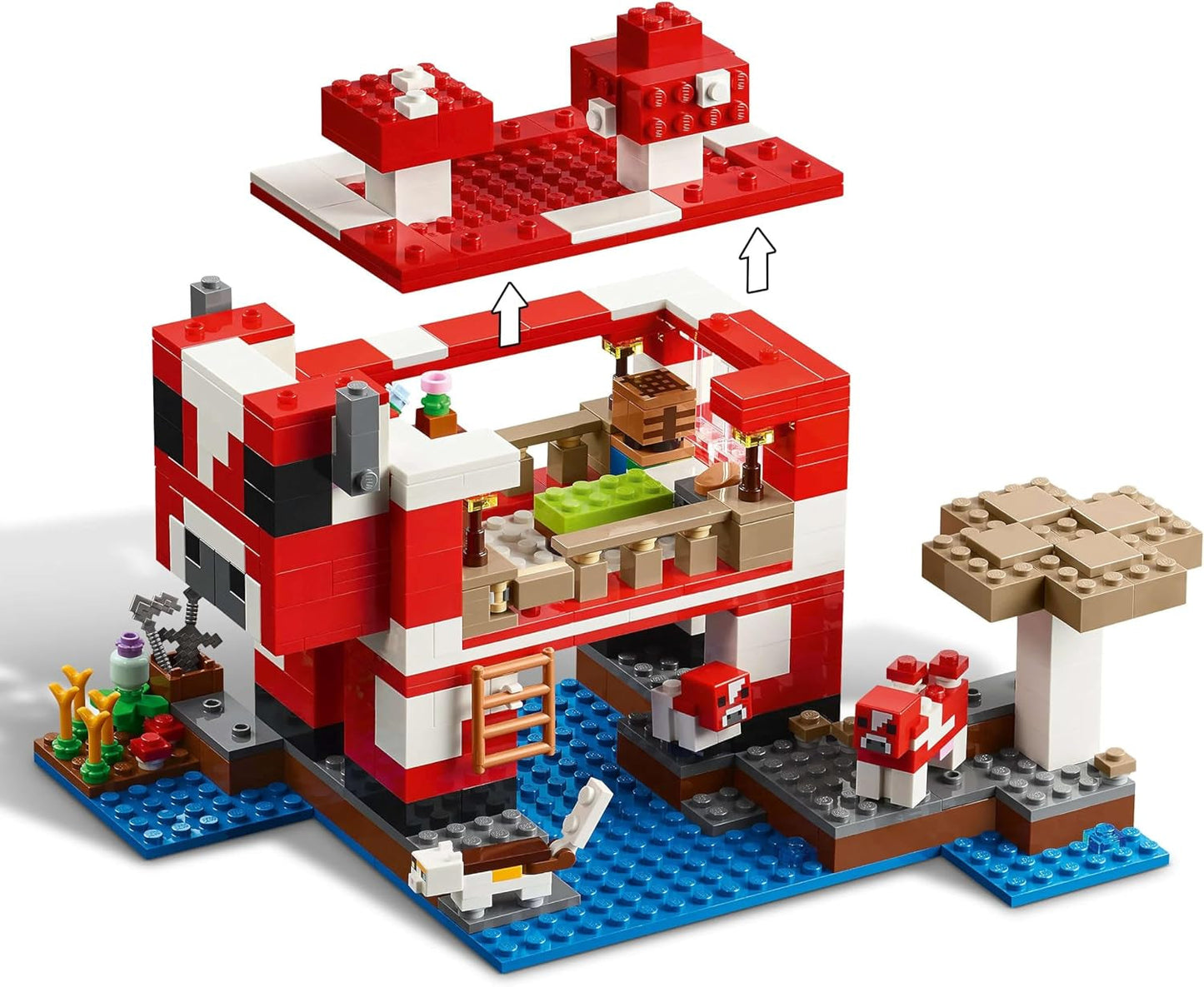 LEGO Minecraft The Mushroom Cow House Videospel Byggnadsleksak Svamp Landmodell med minifigurer Steve och andra karaktärer Leksats för pojkar och flickor 8 år 21270 Byggset Beuche den LEGO-Store