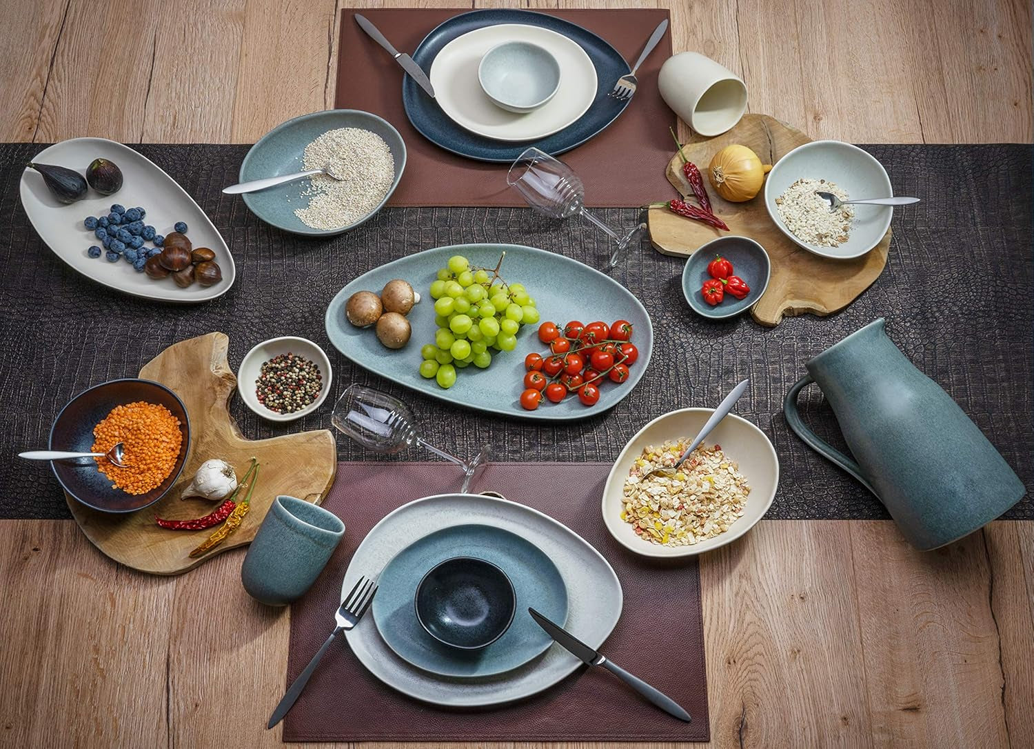 CreaTable, 22139, PIETRA-serien, 4-delat servisset för 4, porslinstallrikar, diskmaskins- och mikrovågssäkert, tillverkat i Europa