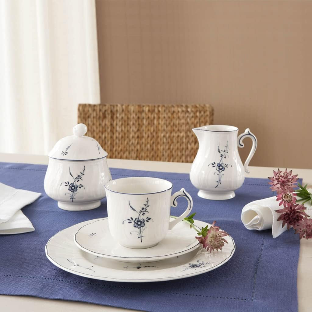 Villeroy & Boch Vieux Luxembourg Mjölkmugg, 300 ml, Premium Porslin, Vit/Blå, 1023410760, Flerfärgad