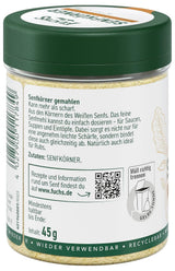 Fuchs Gewürze - Senfkörner gemahlen - für die Zubereitung von Rubs, zum Verfeinern von Suppen und Saucen - naturliga ingredienser - 45 g i wiederverwendbarer, recyclebarer Dos