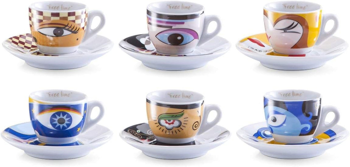 Zeller 26510 Espressokoppset, 12 delar, Magic Eyes, Vit