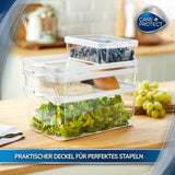 CARE + PROTECT Smart matbehållare, perfekt staplingsbar, kylorganiserare, skyddar mat från fukt, håller maten fräsch längre, 2,15 l Matförvaringslådor Naty Shop