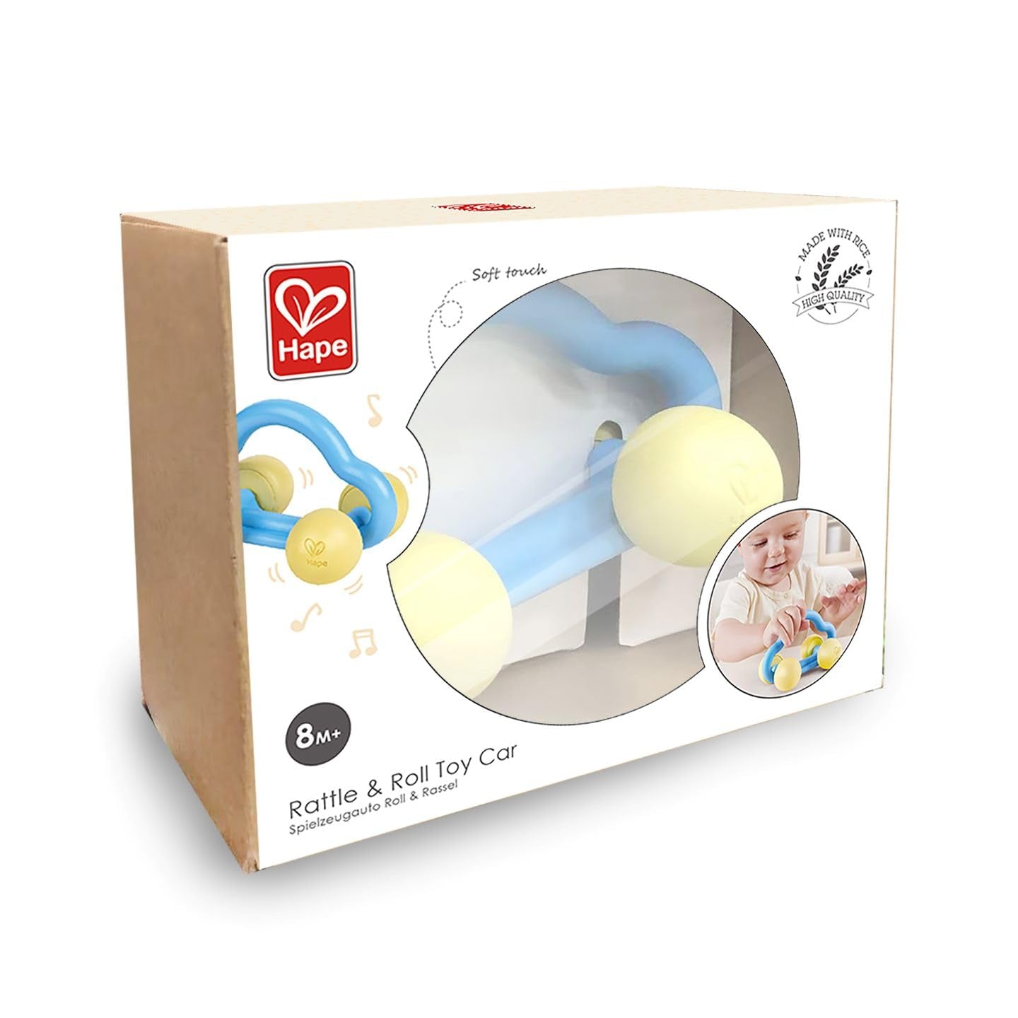 Hape Roll & Rattle Toy Car, Baby Toy Bebe Naty Shop Toys