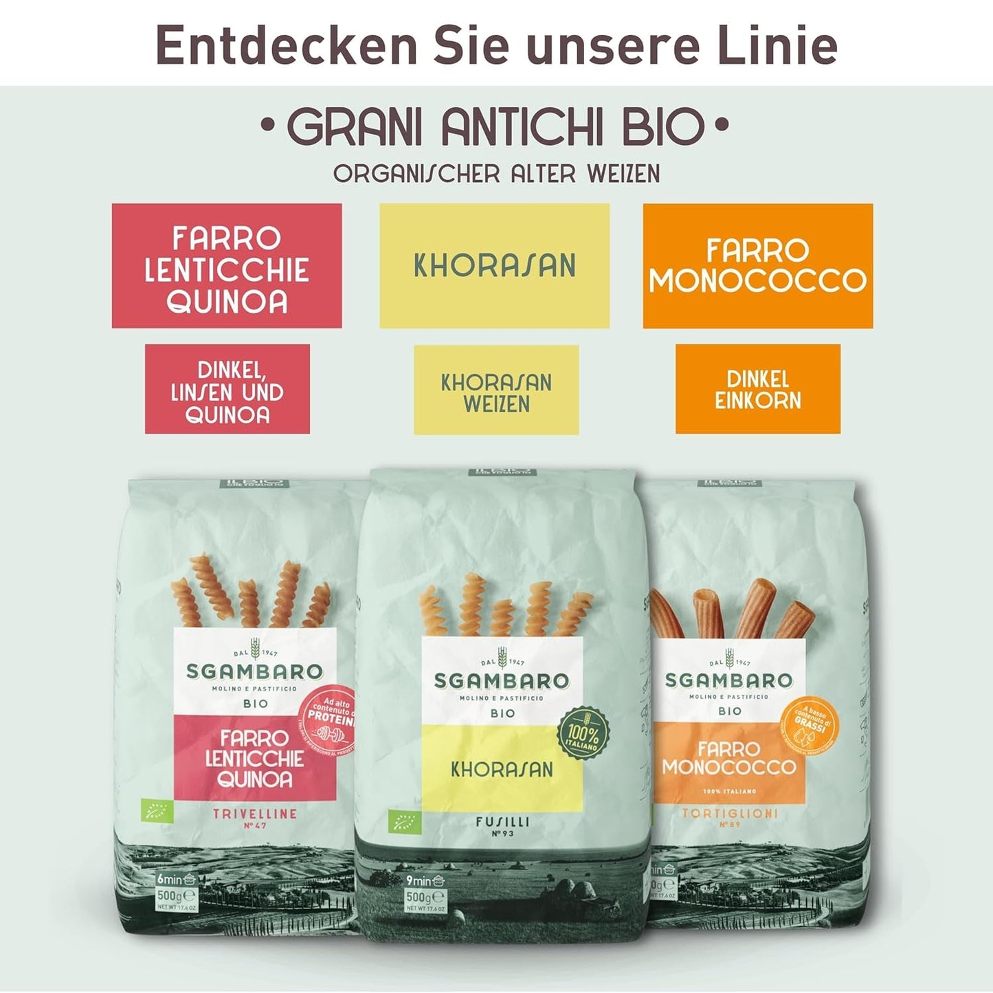 Ekologisk Tortiglioni Pasta nr 89 - 500g Vetepasta med låg fetthalt – Låg fetthalt – Källa till fiber och protein