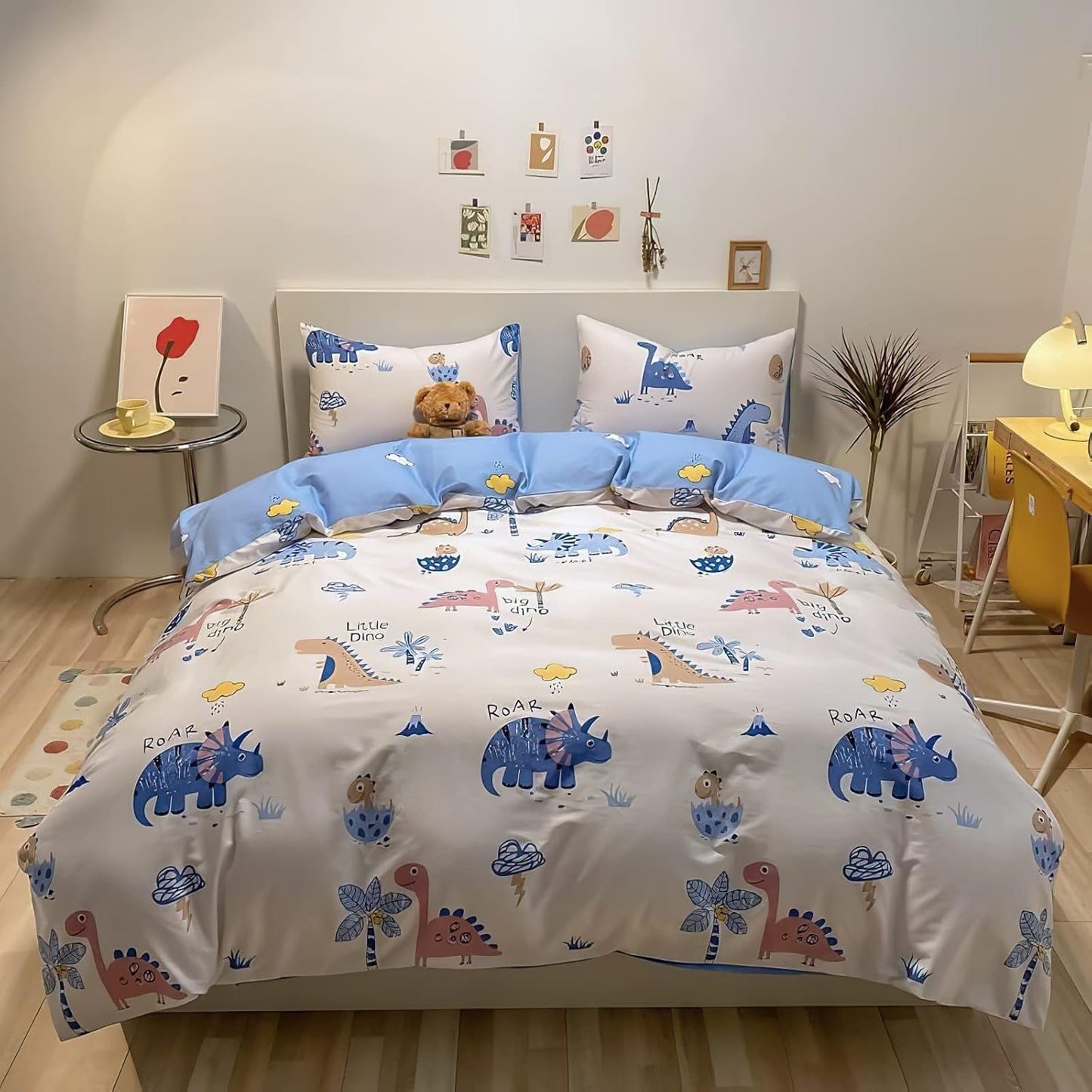 Sängkläder för barn pojkar med olika mönster, 100% bomull Sängkläder - barn Naty Shop Vit Med färgpennteckning 100 X 135 cm