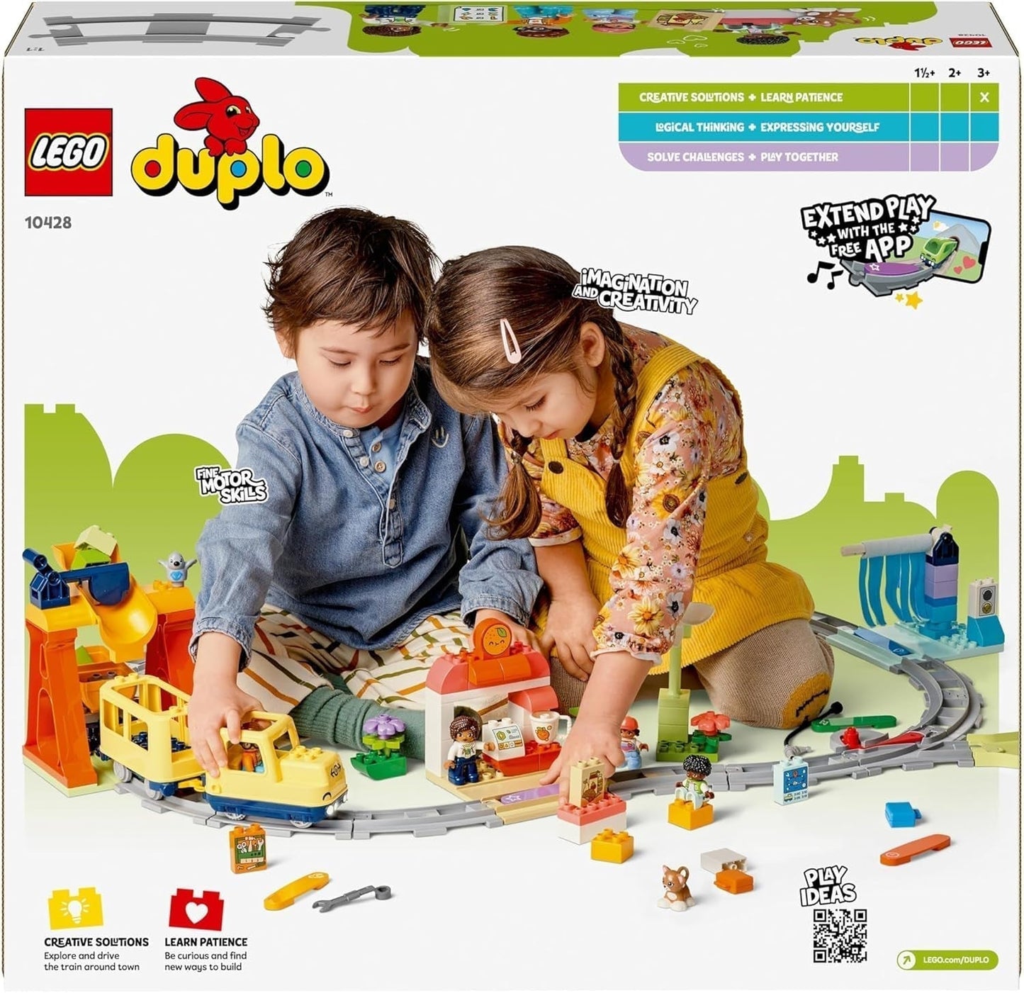 LEGO DUPLO Town Stor interaktiv järnväg, Byggleksak för småbarn 3 år gamla, Push & Go-lokomotiv med ljus och ljud, Spårdelar, Pedagogisk leksak för förskolebarn 10428 Byggset Beuche den LEGO-Store