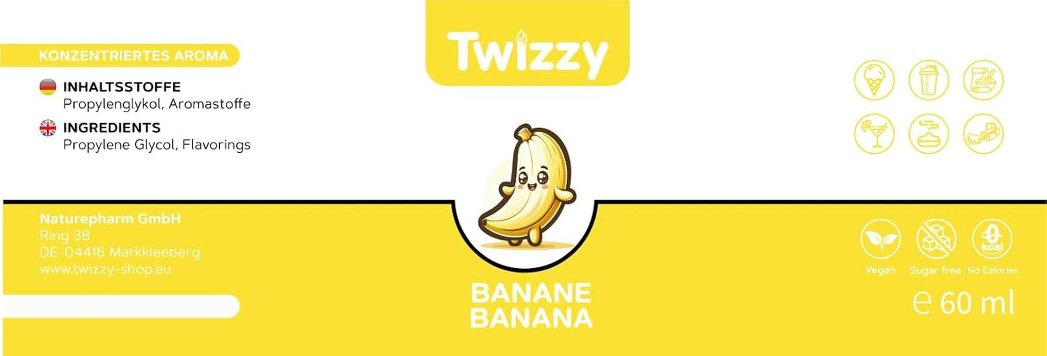 Twizzy Banana matsmak - 60 ml - Intensiv smak - Perfekt för att baka Aromas Naty Shop