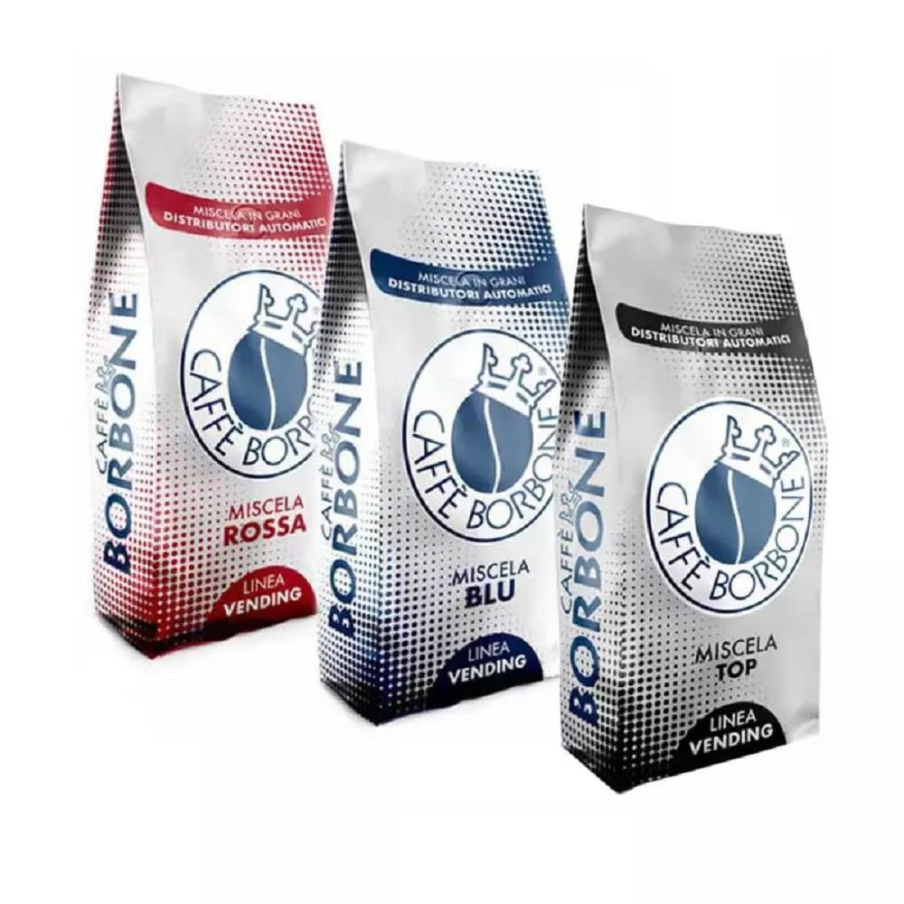 Kaffebönor Tris Caffè Borbone mix röd, blå och topp 1 kg x 3