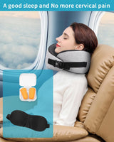 Flygplans nackkudde, Memory Foam resekudde, vuxen nackkudde, justerbar tvättbar flygplanskudde, ergonomisk resekudde (grå) cervikala ortopediska kuddar Naty Shop