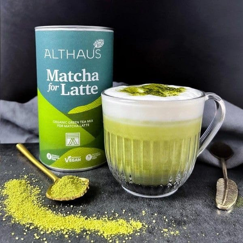 Matcha för latte Grönt teblandning med rörsocker, 400g, vegansk, för 20 portioner