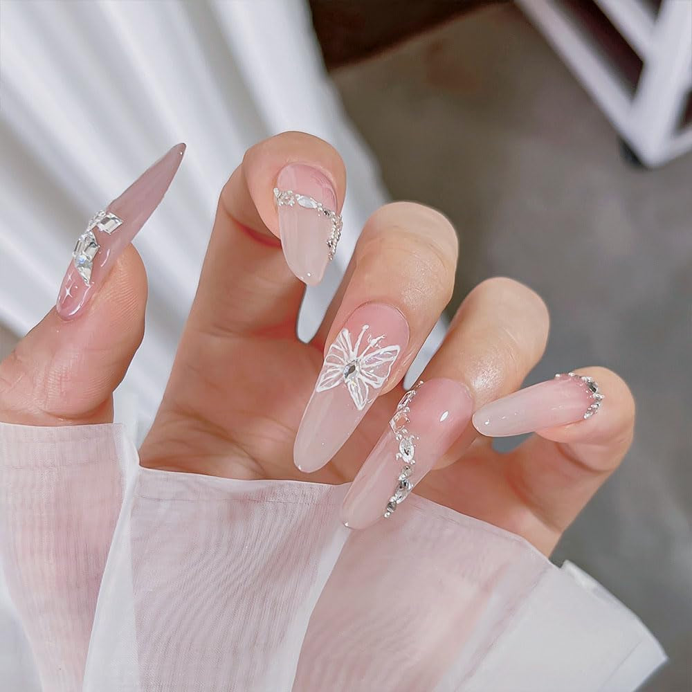 Aurora Muschel Schmetterling Nagelsticker Weiß Schmetterlinge Nageldekal Gelee Relief Butterfly Nagelaufkleber Y2K Butterflies Nagel Sticker Nägel Nageldesign Nagel Zubehör Nail Art Stickers Nailart