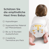 Kit & Kin Premium blöjor, storlek 4 (9-14 kg), 128 antal, växtbaserade och allergivänliga, tillförlitligt läckskydd, vegan och grymhetsfri