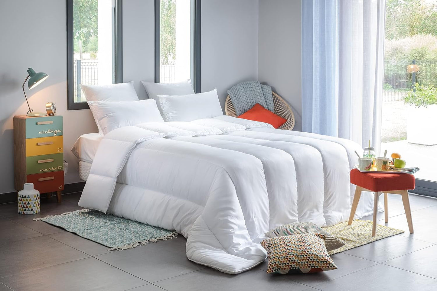 Blanrève - Serenité täcke - Dammkvalsterbehandling - Härdat 300 G/M² - 140 X 200 Cm - För enkelsäng - Maskintvättbar, vita Naty Shop täcken och täcken 140 X 200 Cm