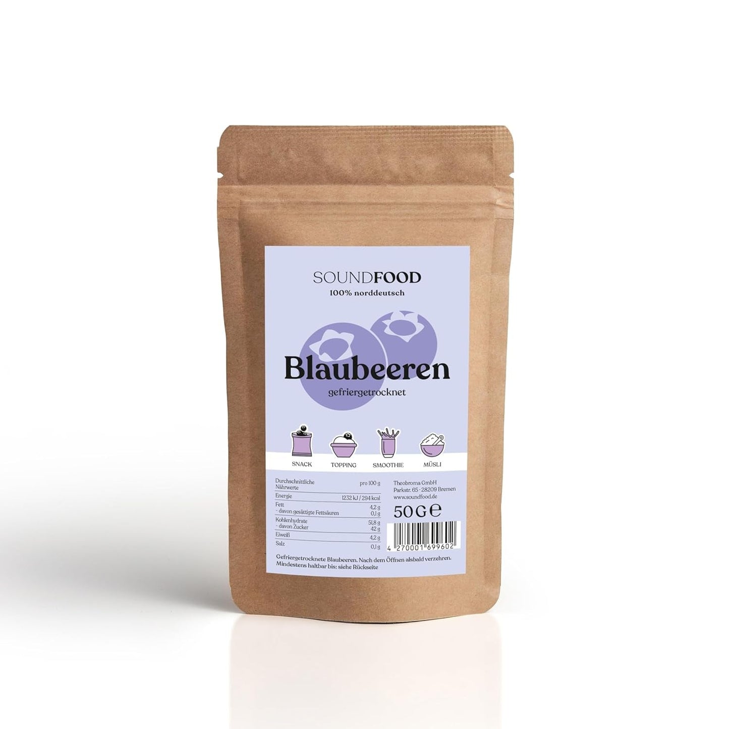 Blåbär | lyofiliserade blåbär, hela från Tyskland | regional = 100 % Nordtyskland | skörd 2024, 40 g Naty Shop torkade produkter 40 G