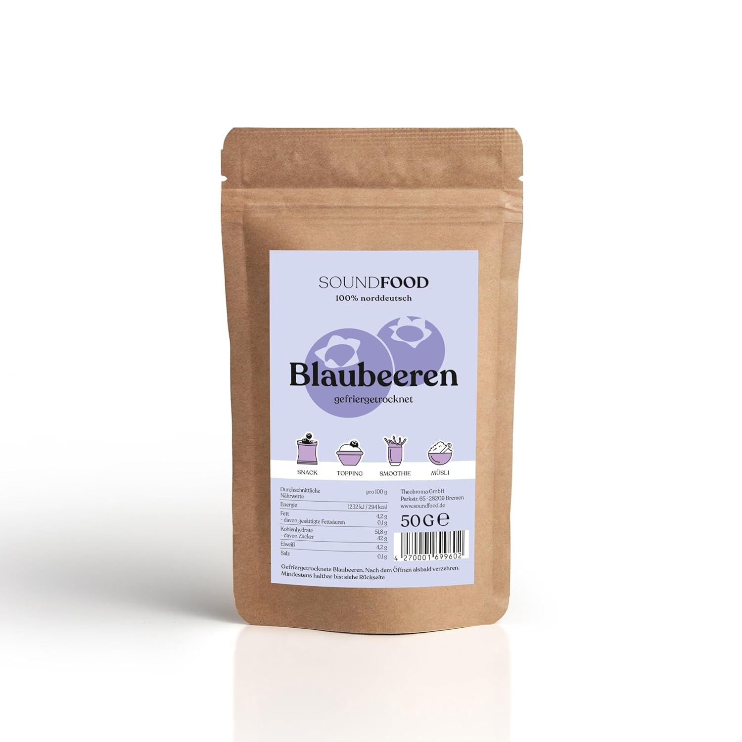Blåbär | lyofiliserade blåbär, hela från Tyskland | regional = 100 % Nordtyskland | skörd 2024, 40 g Naty Shop torkade produkter 40 G