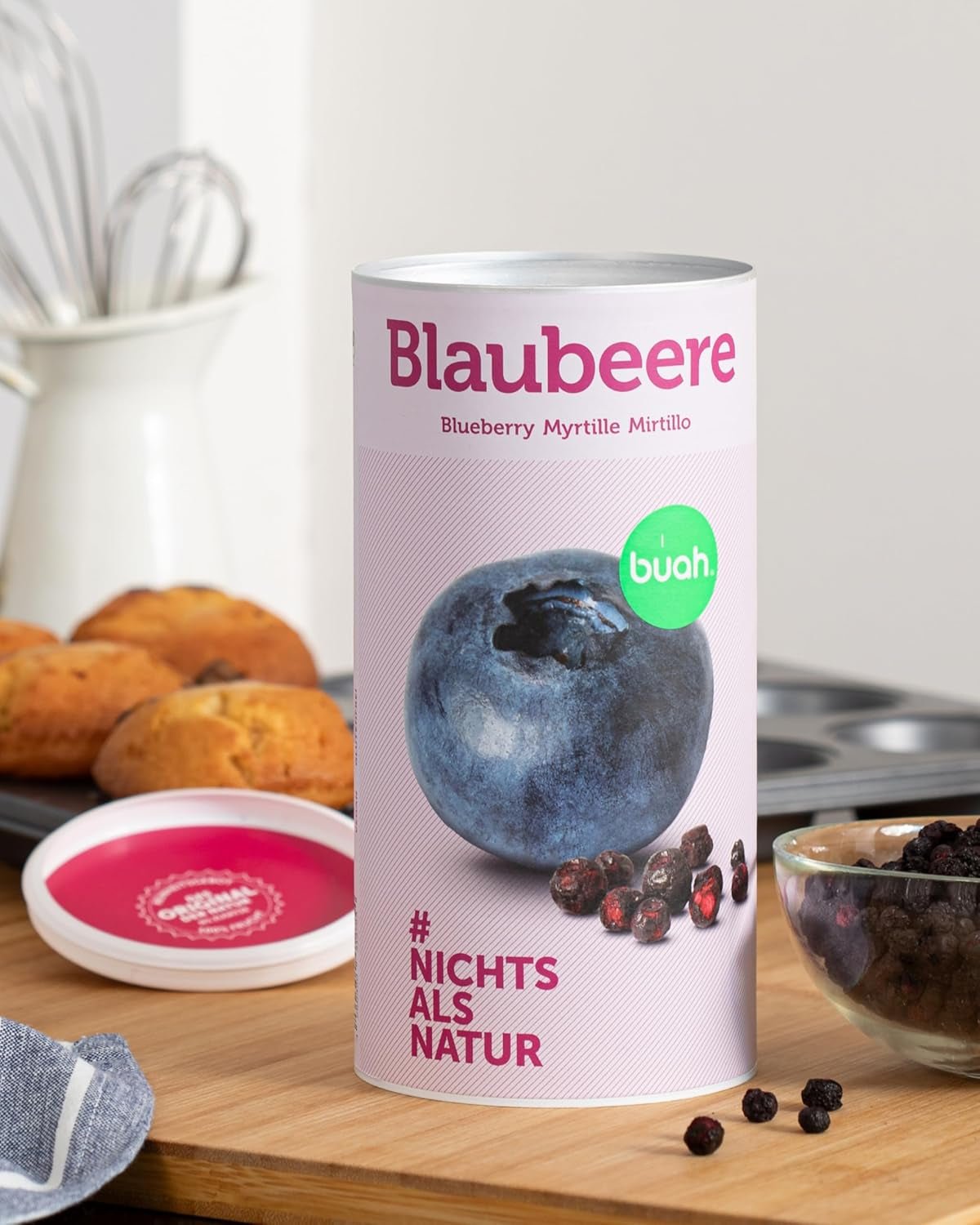 Frystorkade ekologiska blåbär BUAH® | Frystorkade ekologiska blåbär utan tillsatt socker | 100 % frystorkad frukt (vegansk, glutenfri, laktosfri) | Idealiskt mellanmål (140g) Naty Shop uttorkade produkter