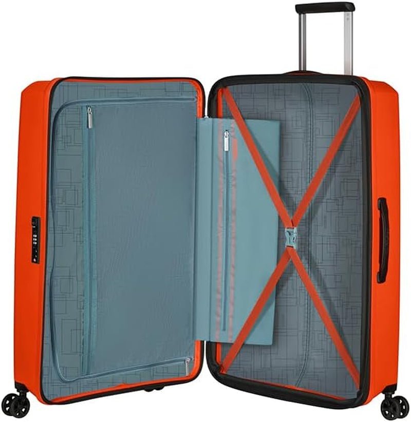 American Tourister Aerostep - Spinner L, Expanderbar resväska, 77 cm, 101,5/109 L, Orange (Bright Orange) Bagage och reseutrustning Naty Shop