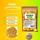 Frystorkad ananas 125g stora bitar, Frystorkad frukt utan tillsatser 100% ren - Naturlig torkad frukt - Torkad ananas, torkad frukt från Foozia Dehydrerade produkter Naty Shop