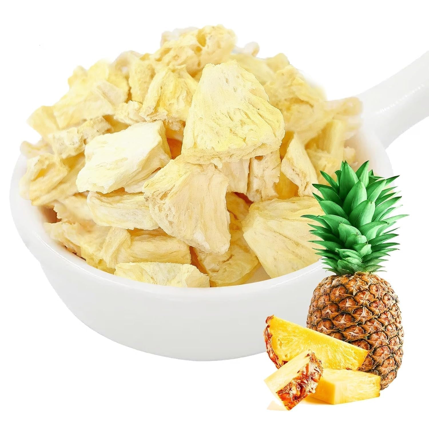 Frystorkad ananas 250g, stora bitar, frystorkad frukt i skivor, osötad, fruktiga ananasbitar, torkad ananas Dehydrerade produkter Naty Shop