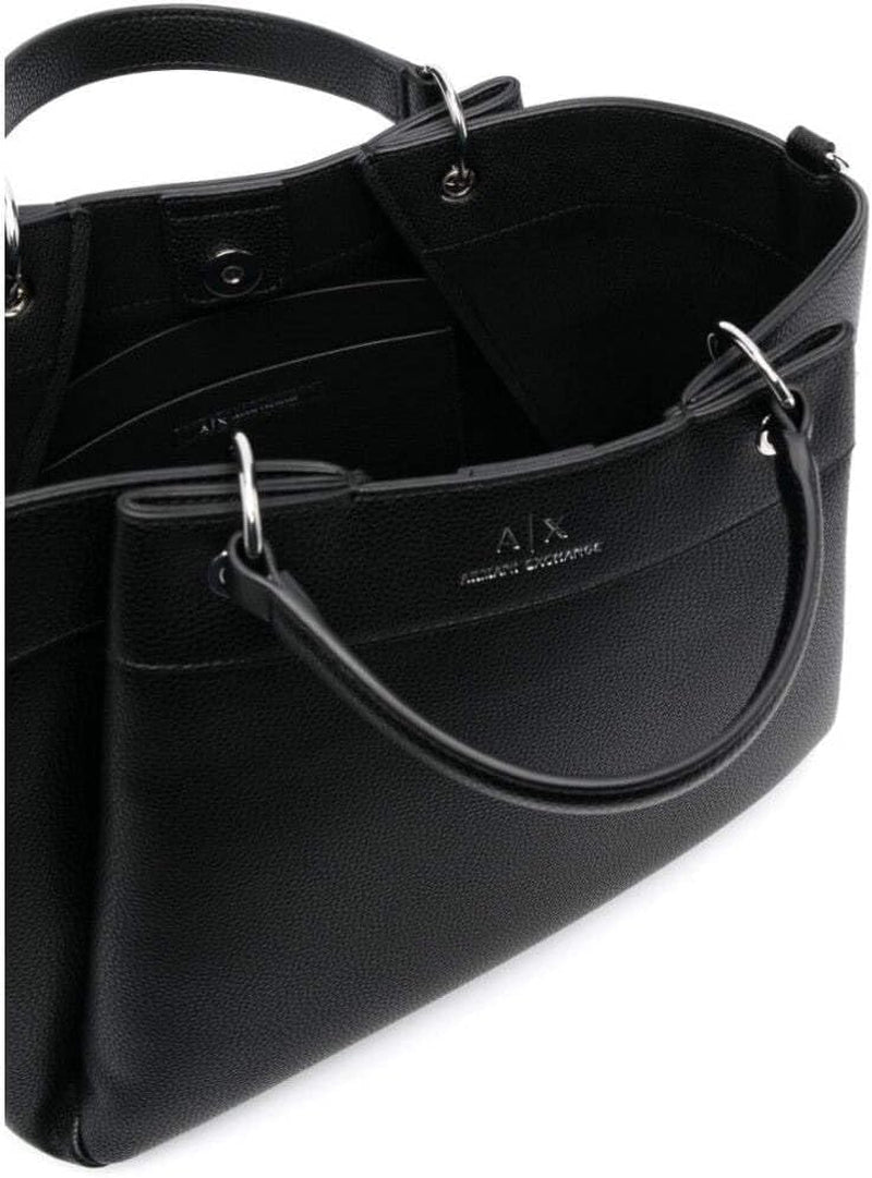 Armani Exchange Essential for Women, Wave, Silvertryckt logotyp Shopping L-väskor Dam Naty Shop Svart