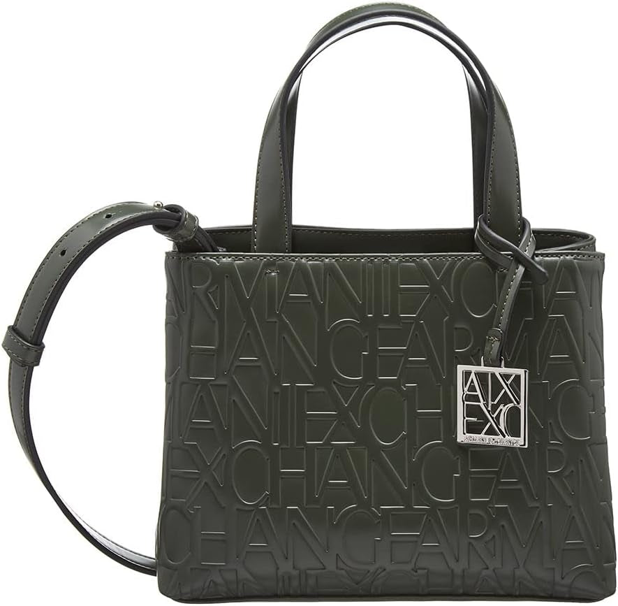 Armani Exchange Ladies Liz Small Open Shopping Bags Dam Naty Shop Militärgrönt