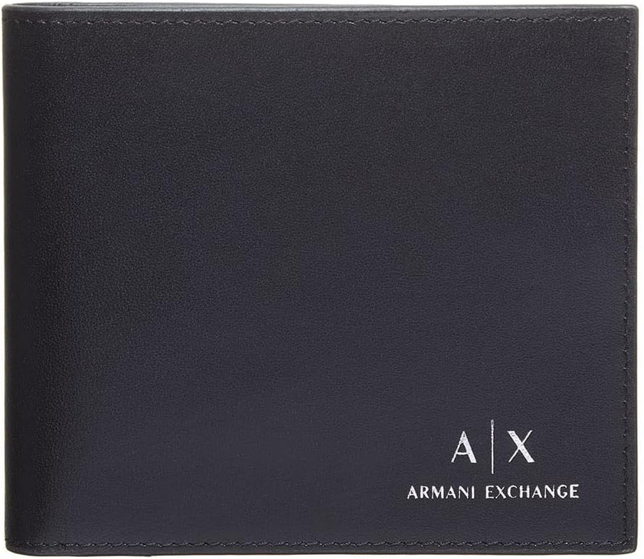 Armani Exchange Essential vanligt läder för män, 2 pezzi presentset plånbok och nyckelring, Portofel Barbati Naty Shop Standardtitel