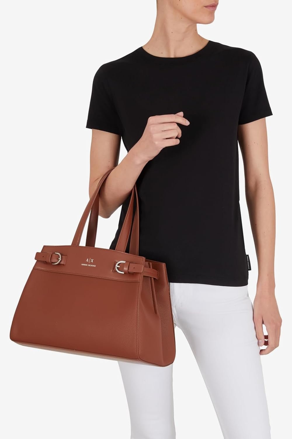 Armani Exchange Women's Essential, Milano 91, Double Bucke L Tygväska Naty Shop-väskor för kvinnor