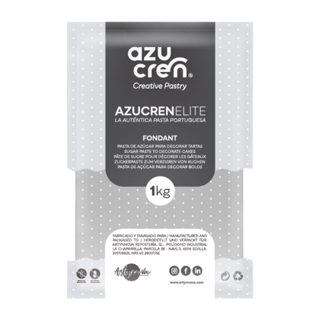 Azucren, rullfondant, grå rullfondant, lätt att använda, smidig, flexibel, mjuk och böjbar, perfekt för tårtdekorering, halal, kosher, glutenfri, citronsmak (250 g) Naty Shop sockerpasta 1 kg