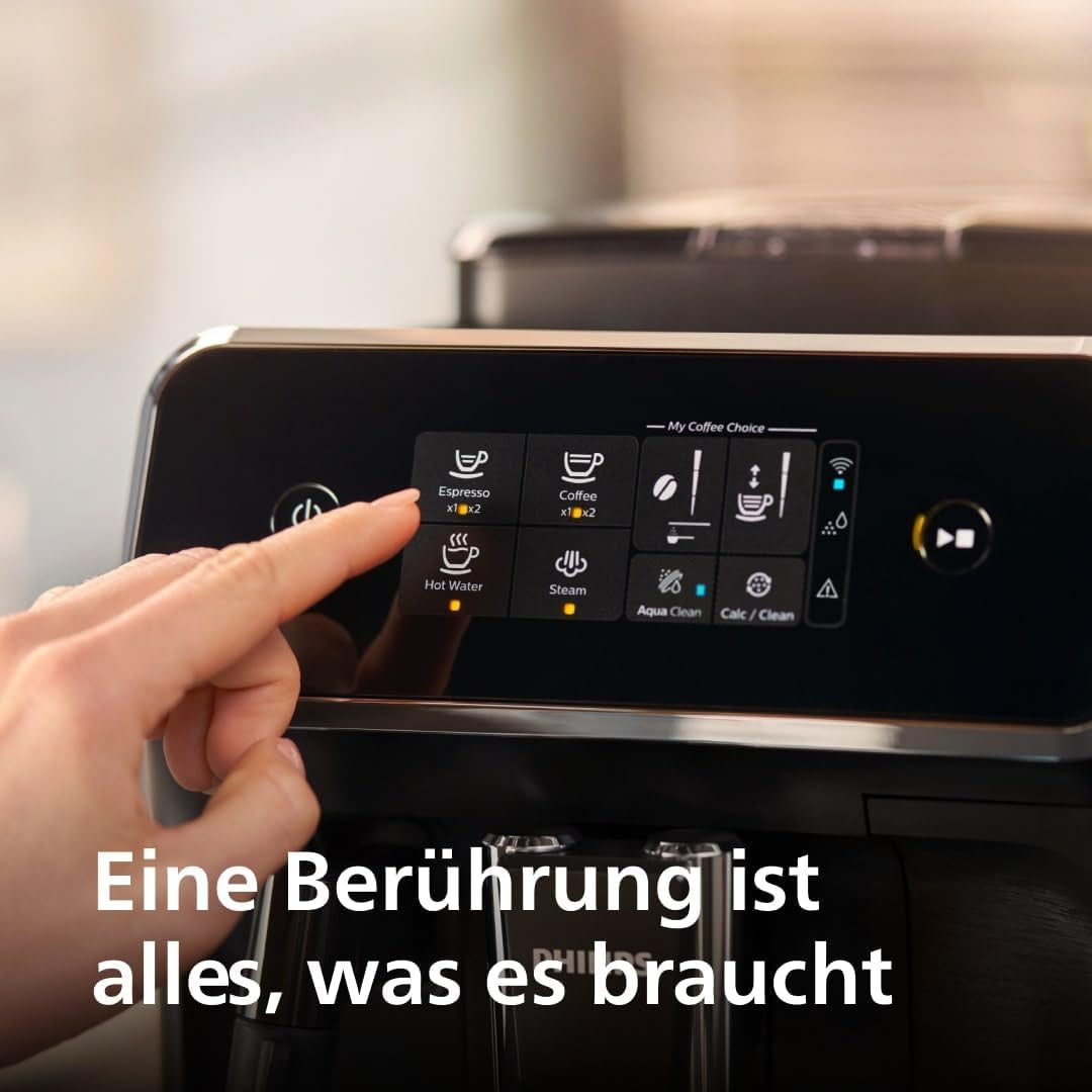 PHILIPS automatisk espressomaskin 2200-serien - 2 kaffespecialiteter, pekskärm, klassisk mjölkskummare, keramisk kvarn, mattsvart (EP2220/10)