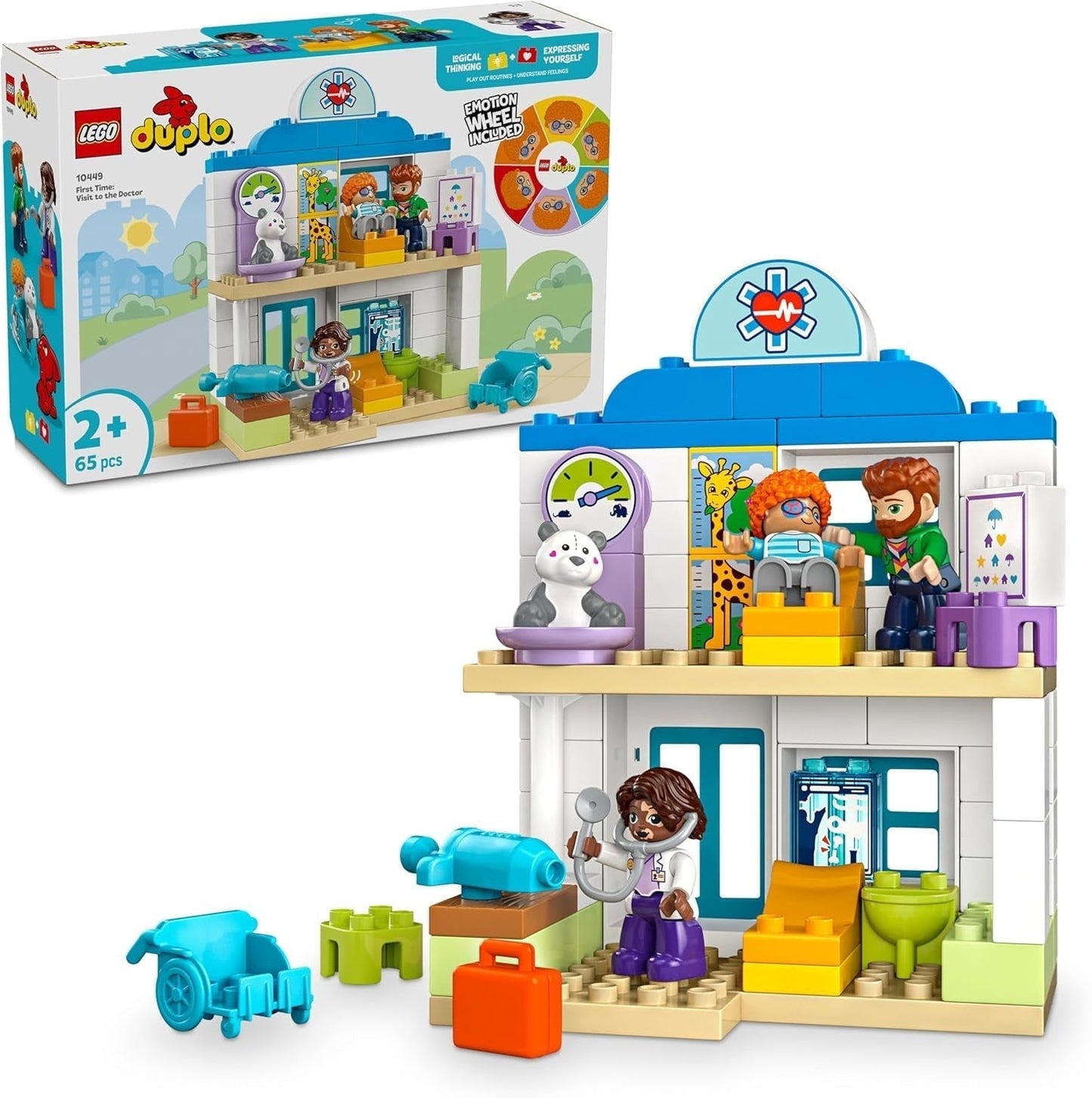 LEGO DUPLO Town Första besöket hos läkaren, Byggleksak, Leksats för att främja finmotorik, Present till småbarn 2 år, Pedagogisk leksak, Sjukhusrollspel 10449 Byggset Besuche den LEGO-Store Standardtitel