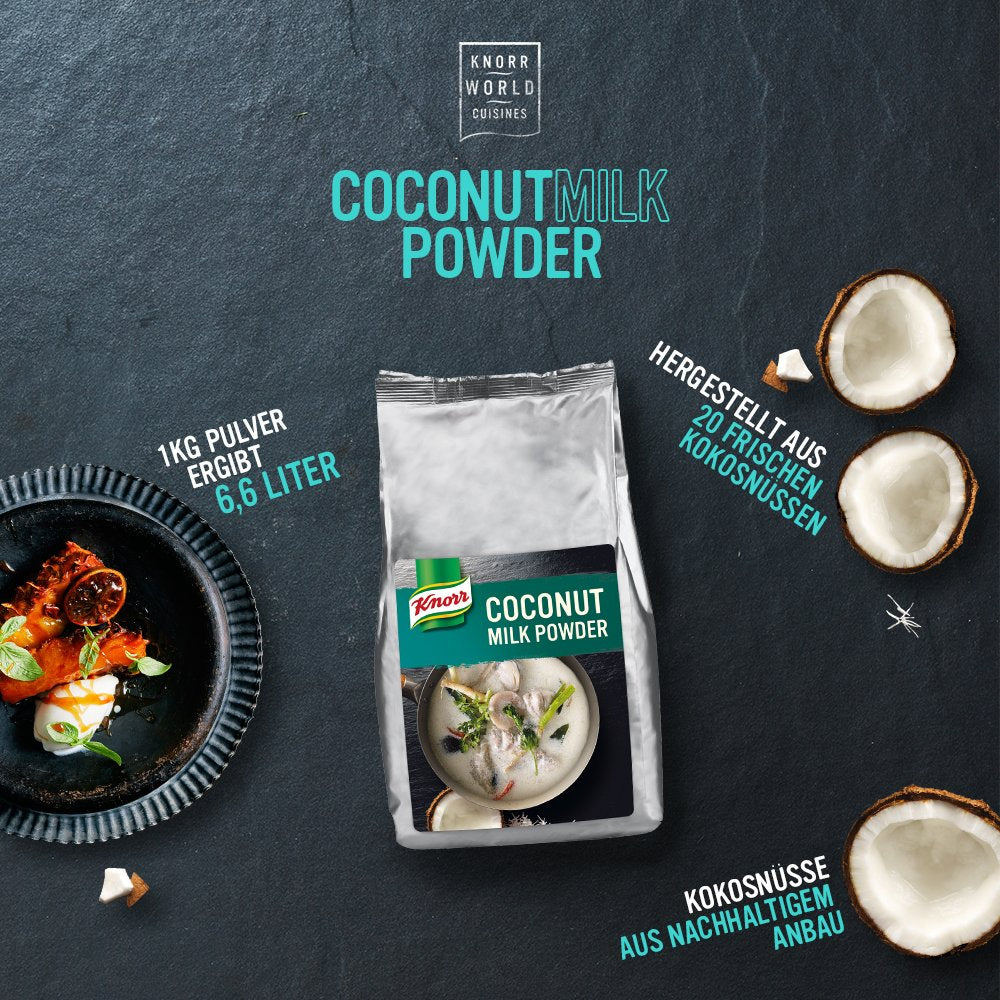 Knorr Kokosmilch Pulver (Mjölkpulver från 20 frischen Kokosnüssen, ergibt 6,6 liter Kokosmilch) 1er Pack (1 x 1 kg)
