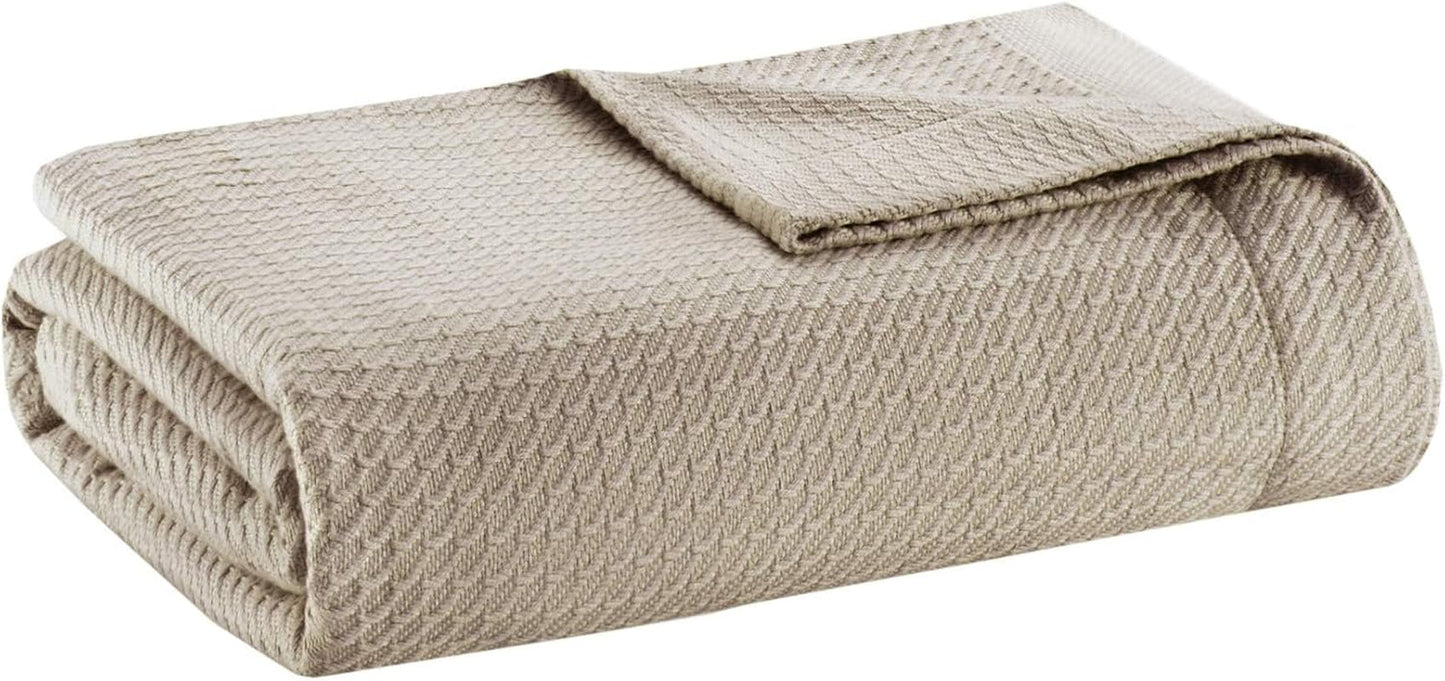 Madison Park 100 % egyptisk bomull Andas komfortfilt Premiumstickad Lyxsäsong Lättviktsöverdrag för bäddsoffa Soffa Full/Queen Bed Rose Naty Shop Khaki King Täcken och täcken