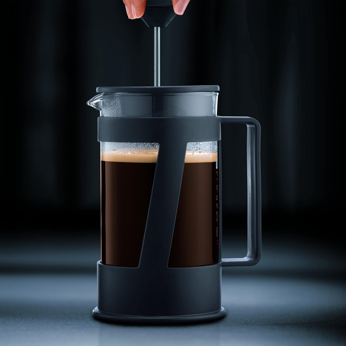 Bodum CREMA kaffebryggare (French Press-system, permanent filter i rostfritt stål, säkerhetslock, 0,5 liter) svart